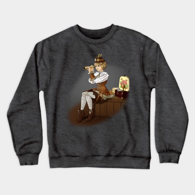 Steampunk Girl Crewneck Sweatshirt by ChaneyAtelier